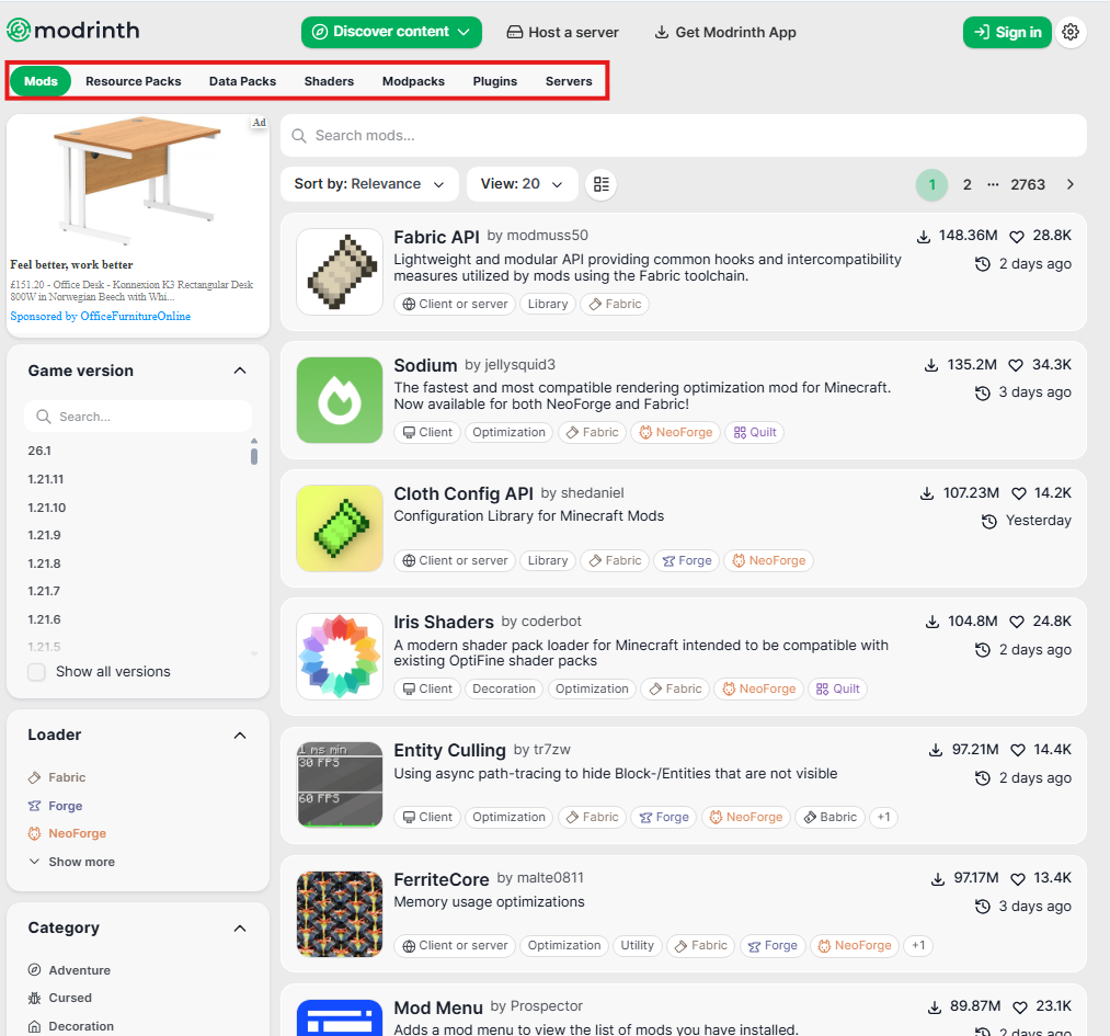 Select the type of resource you want to download