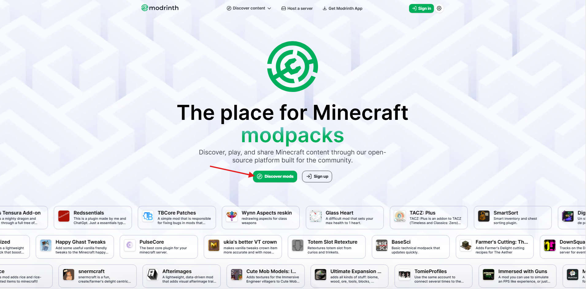 Go to the discover page