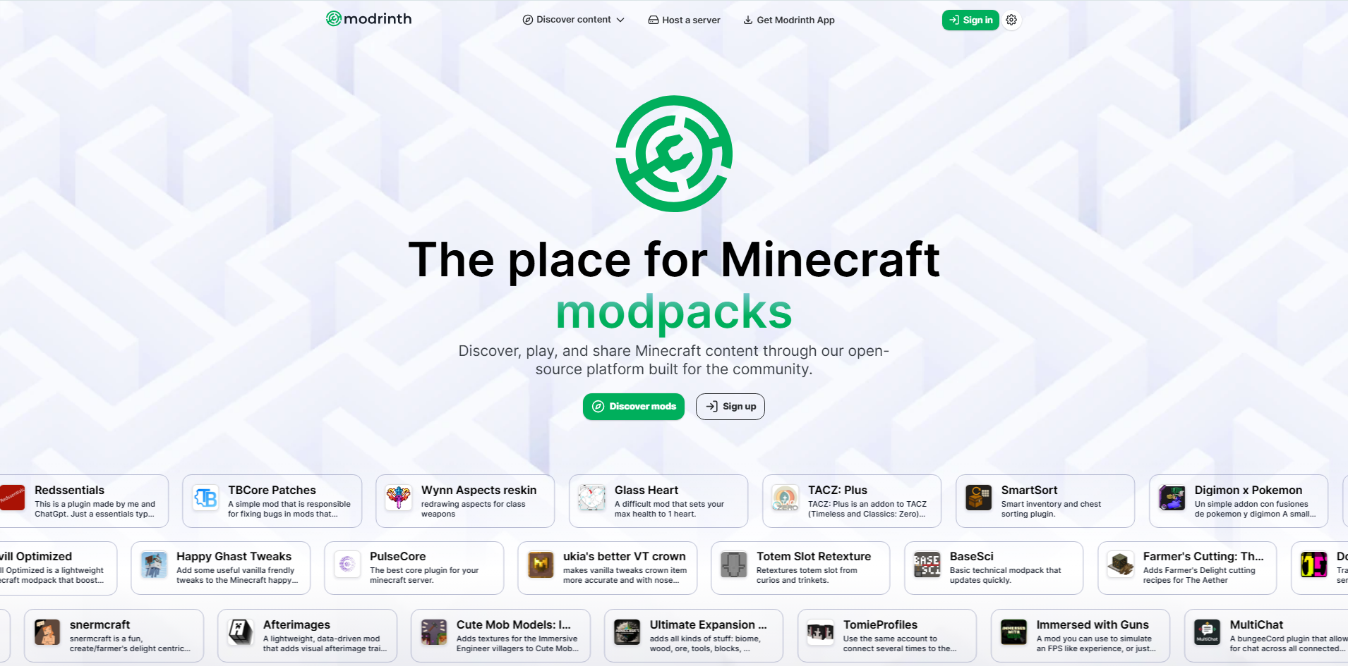 Head to the Modrinth website