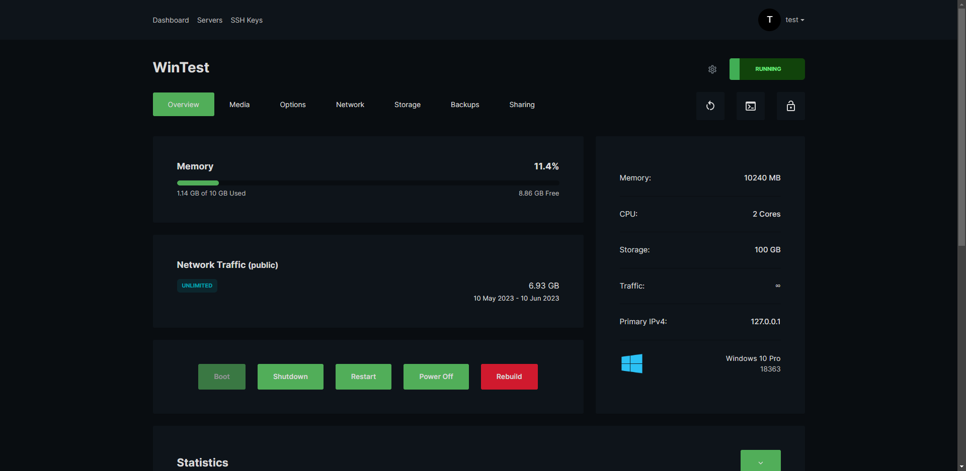 VPS Hosting Control Panel